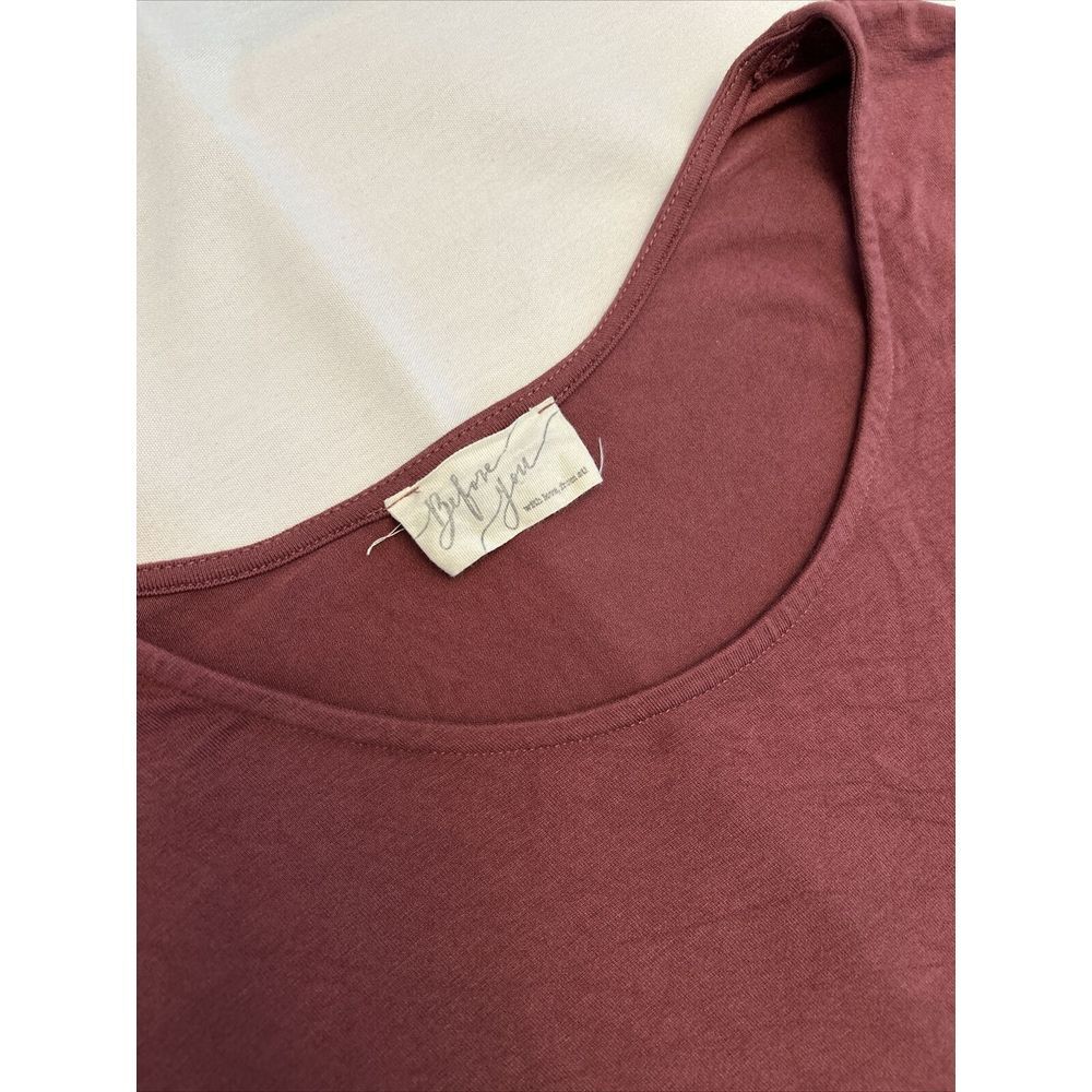 Before You Maroon Grace Blouse Top 100% Cotton Lagenlook Women's Size Medium - Picture 6 of 9